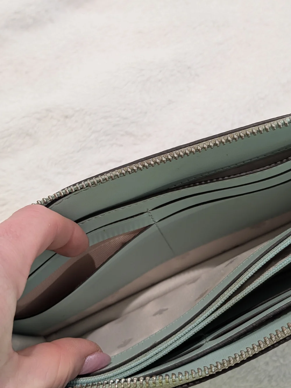 Kate Spade Light Blue Leather Zip Wallet Clutch